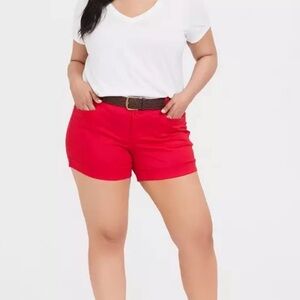 NWT torrid 26 red shorts with belt 5 pocket zip plus